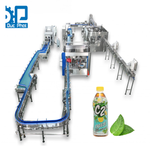 Máy chiết rót nước trà bạc hà đóng chai