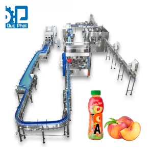 Máy chiết rót nước trà đào đóng chai