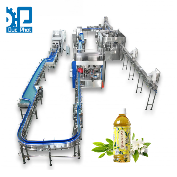 Máy chiết rót nước trà nhài đóng chai