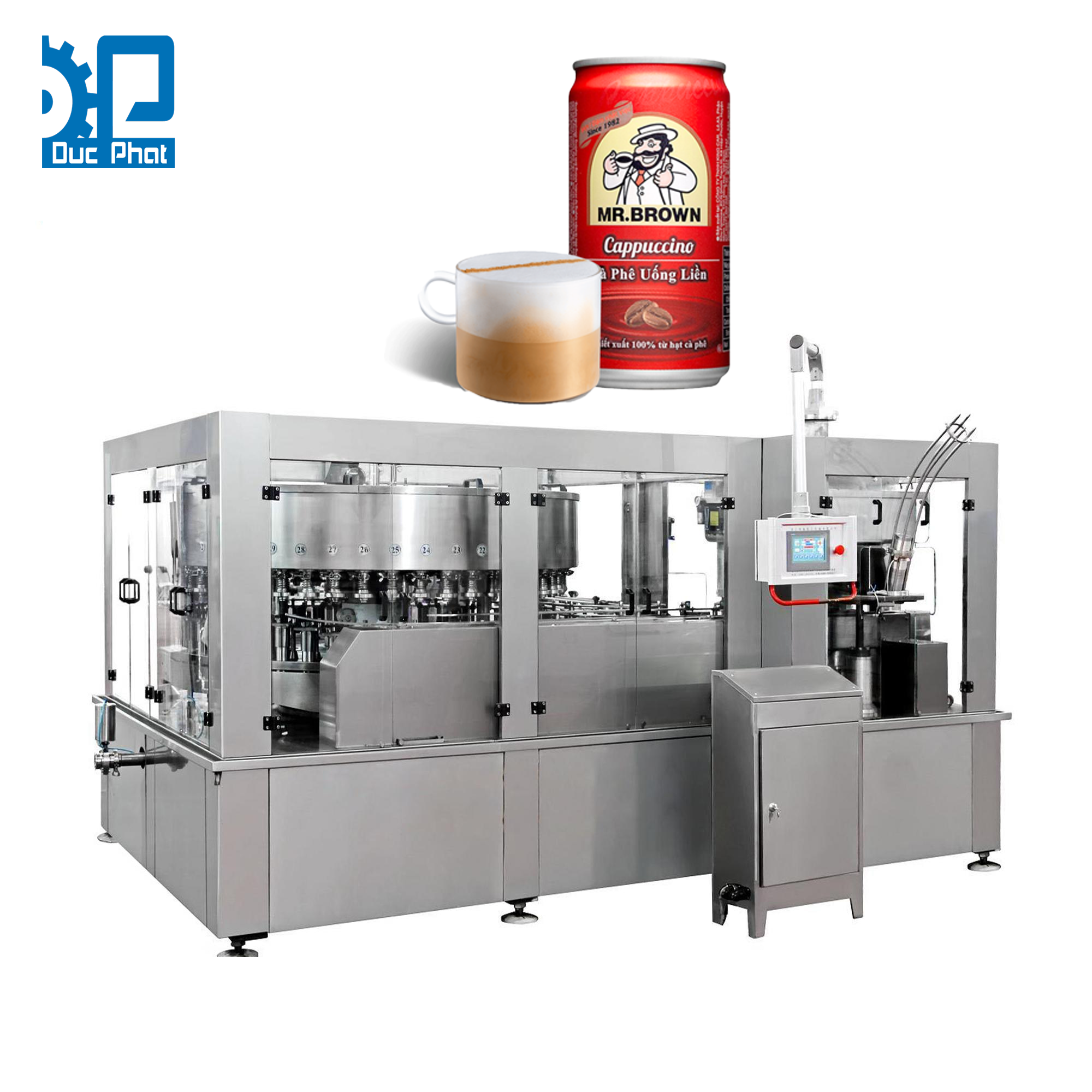 Máy chiết rót cà phê cappuchino đóng lon Máy chiết rót cà phê cappuchino đóng lon