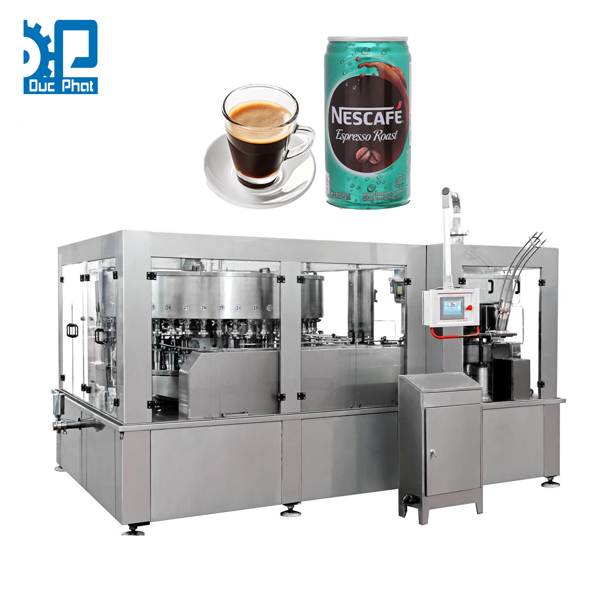 Dây chuyền chiết rót cà phê espresso đóng lon