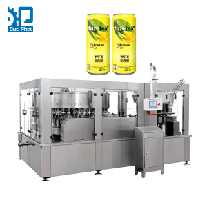 Máy chiết rót trà chanh đóng lon