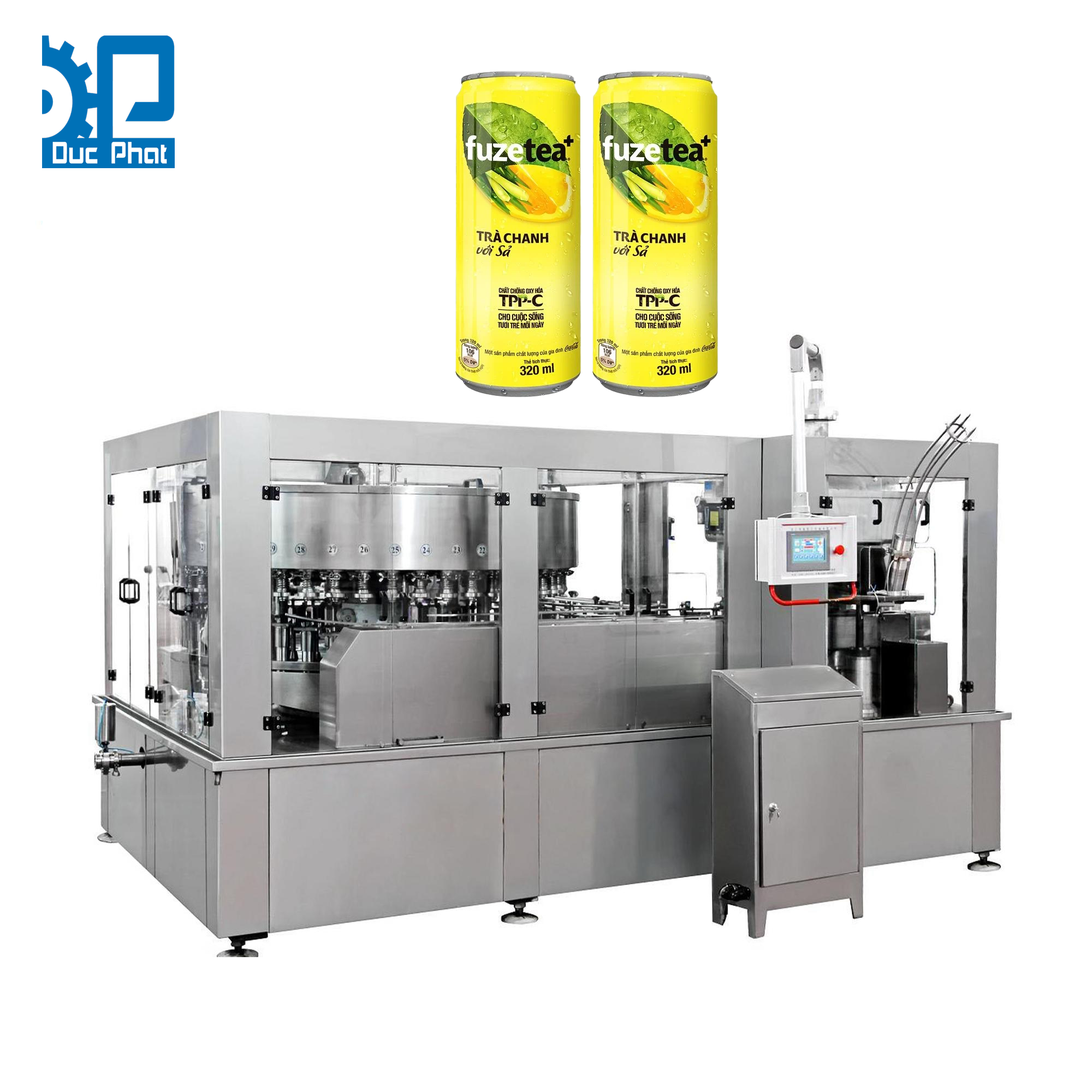 Máy chiết rót trà chanh đóng lon Máy chiết rót trà chanh đóng lon