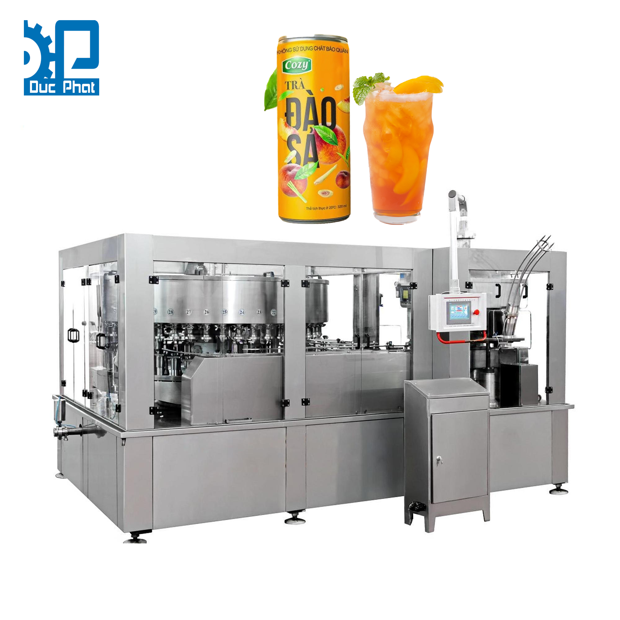 Dây chuyền chiết rót trà đào đóng lon Dây chuyền chiết rót trà đào đóng lon