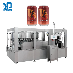 Máy chiết rót trà đen đóng lon