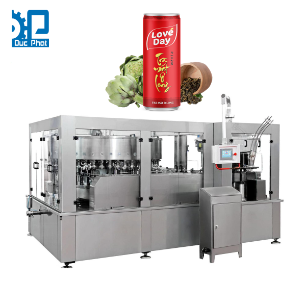 Máy chiết rót trà ô long đóng lon