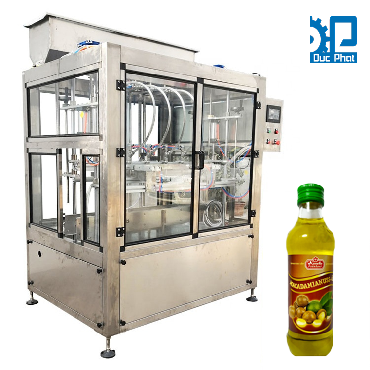Máy chiết rót dầu hạt macca đóng chai Máy chiết rót dầu hạt macca đóng chai